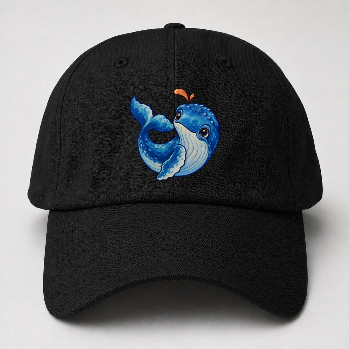 Humpback Whale Tail Curl Sea Sprite Baseball Cap – Black