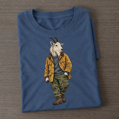 Mountain Goat Wardrobe Portrait Wild Wardrobe Portraits Classic T-shirt – Twilight Navy