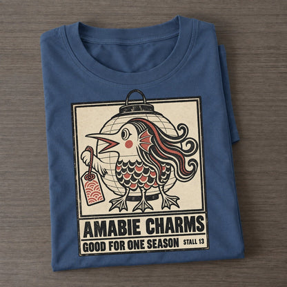 Amabie Charms Yokai Night Market Classic T-shirt – Twilight Navy