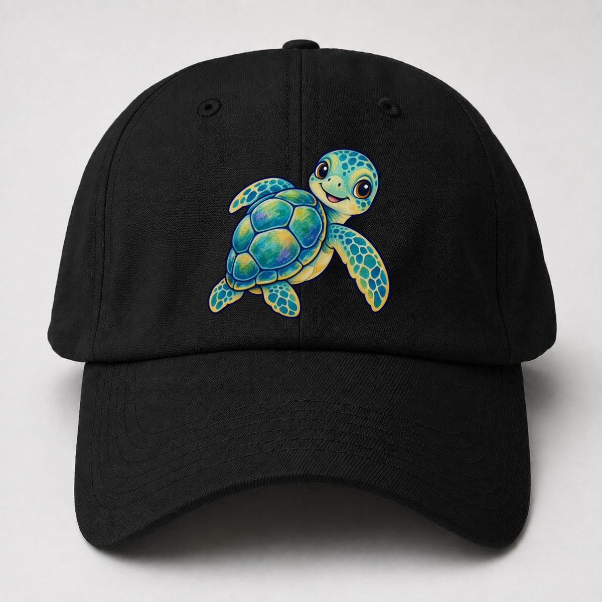 Sea Turtle Shell Turn Sea Sprite Baseball Cap – Black