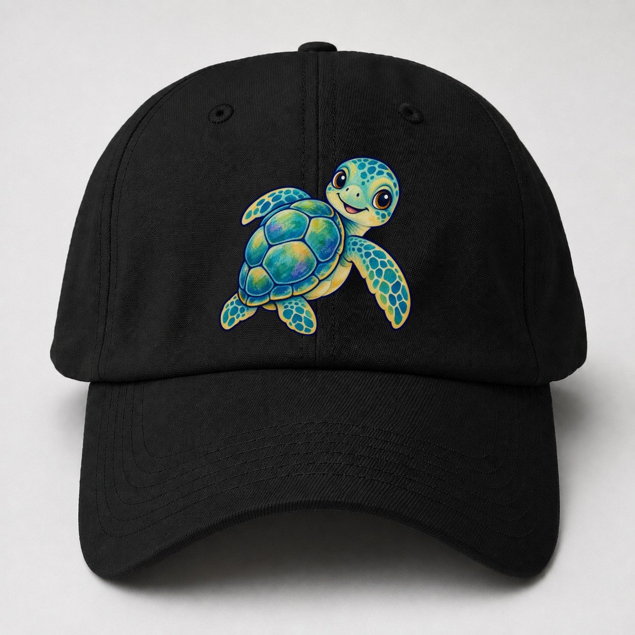 Sea Turtle Shell Turn Sea Sprite Baseball Cap – Black