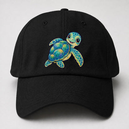 Sea Turtle Shell Turn Sea Sprite Baseball Cap – Black