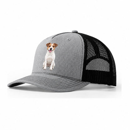 Jack Russell Terrier Sitting Top Breeds Trucker Hat – Sport Grey Black
