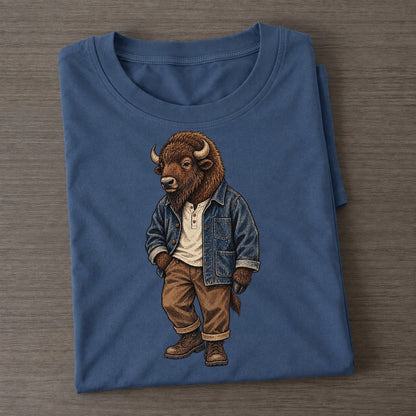 American Bison Wardrobe Portrait Wild Wardrobe Portraits Classic T-shirt – Twilight Navy