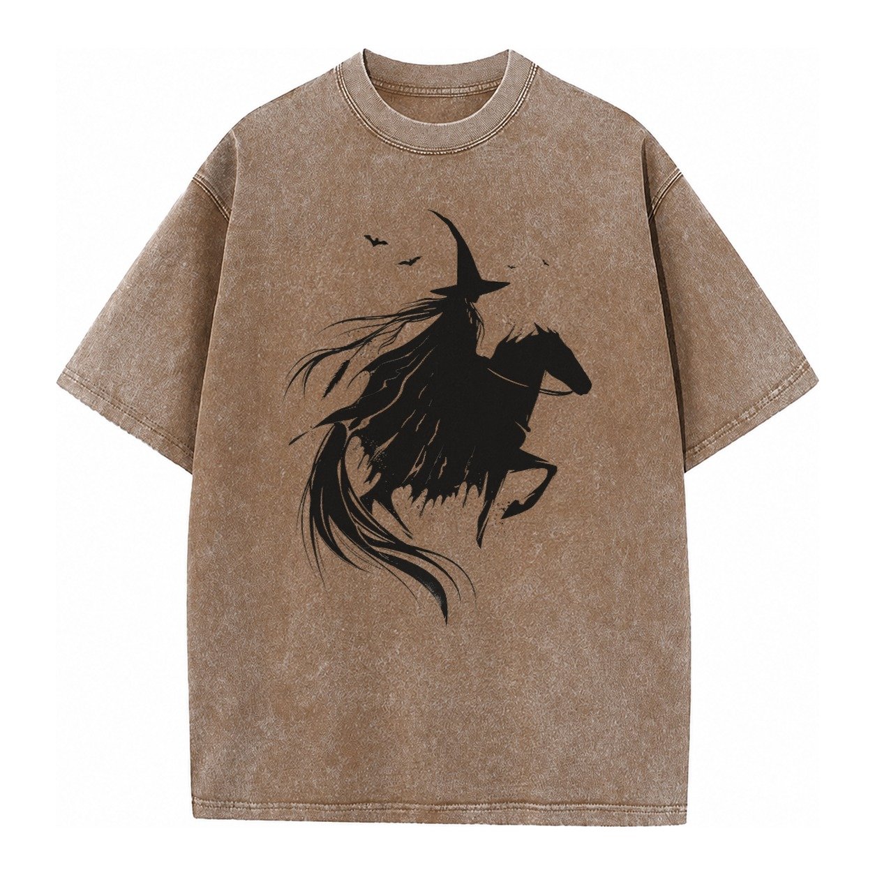 Witch On Horse Vintage T-shirt – Brown