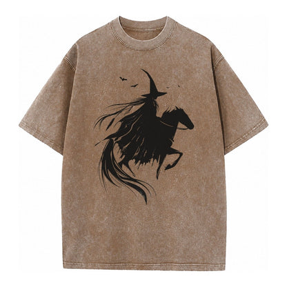 Witch On Horse Vintage T-shirt – Brown