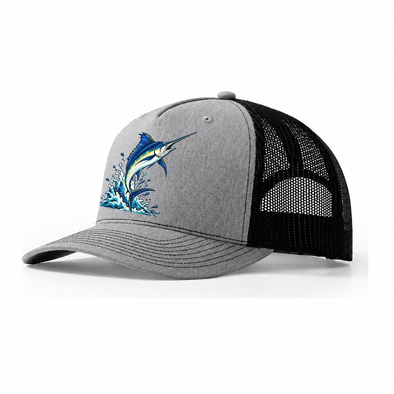 Marlin Leap Fishing Elegant Trucker Hat – Sport Grey Black
