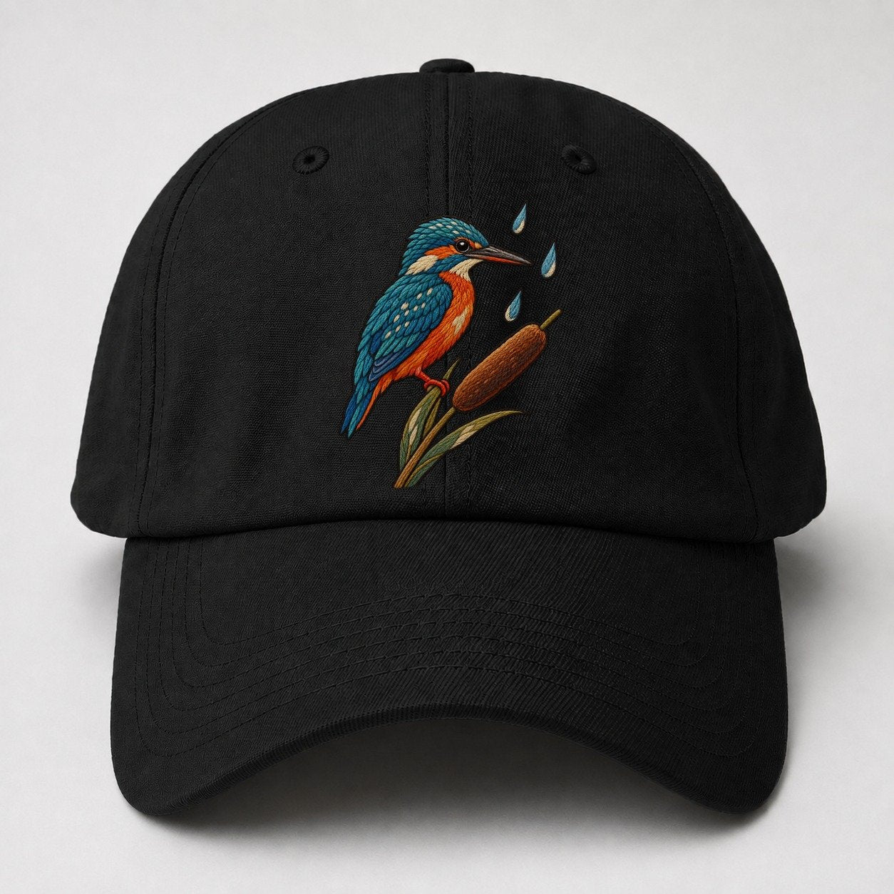 Kingfisher Rain Pause Gentle Wild Baseball Cap – Black