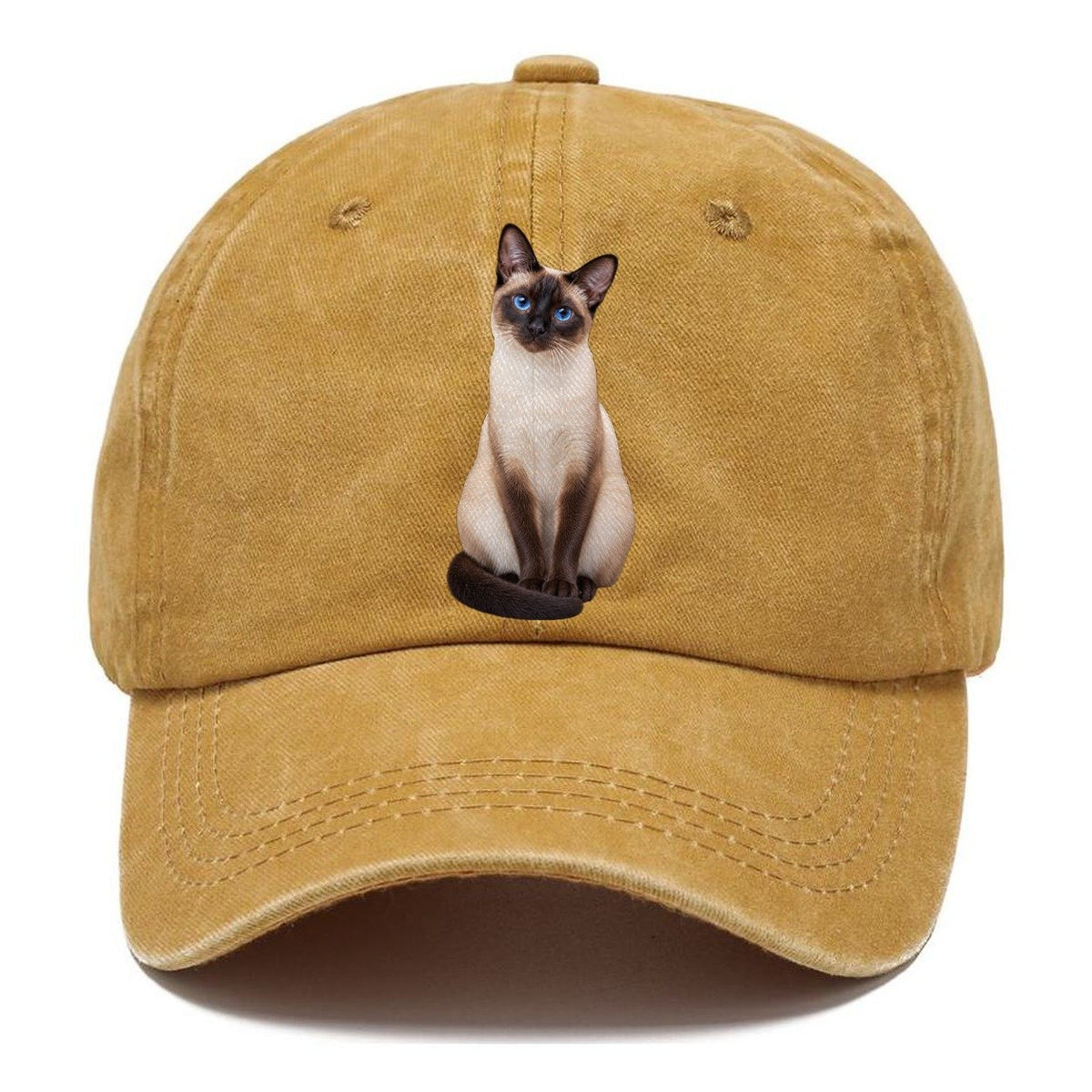 Siamese Seated Portrait Realistic Cat Portrait Classic Cap – Golden Harvest