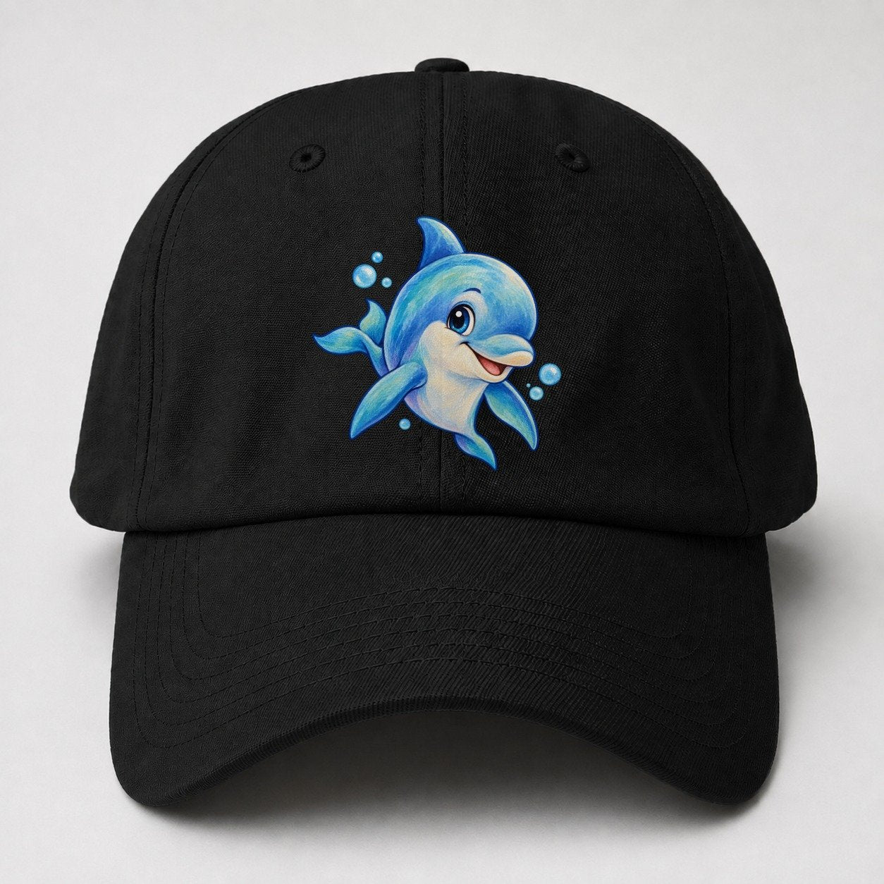 Dolphin Three Quarter Swim Sea Sprite Baseball Cap – Black