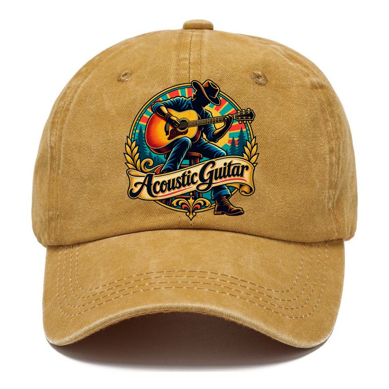 Acoustic Guitar Crest Music Instruments Classic Cap – Golden Harvest