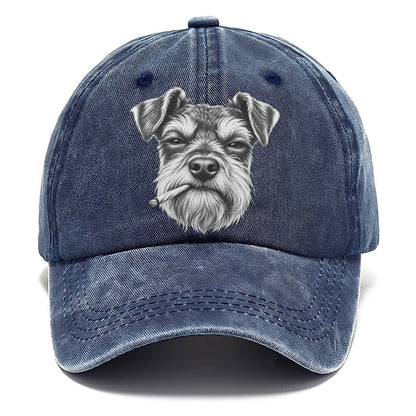 Miniature Schnauzer A Loosely Hand Rolled Cigarette Smoking Dogs Smoking Dogs Portraits Classic Cap – Twilight Navy