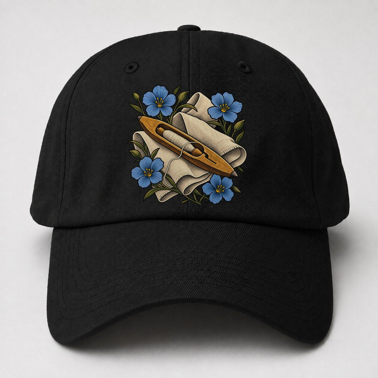Ulster Linen Shuttle And Flax Uk Culture Heritage Baseball Cap – Black