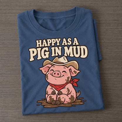 Happy As A Pig In Mud Well I Declare Classic T-shirt – Twilight Navy