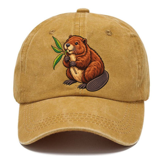 North American Beaver And Willow Sprig Canada Cultural Icons Classic Cap – Golden Harvest