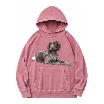 German Shorthaired Pointer 2 Vintage Washed Hoodie – Dusty Rose