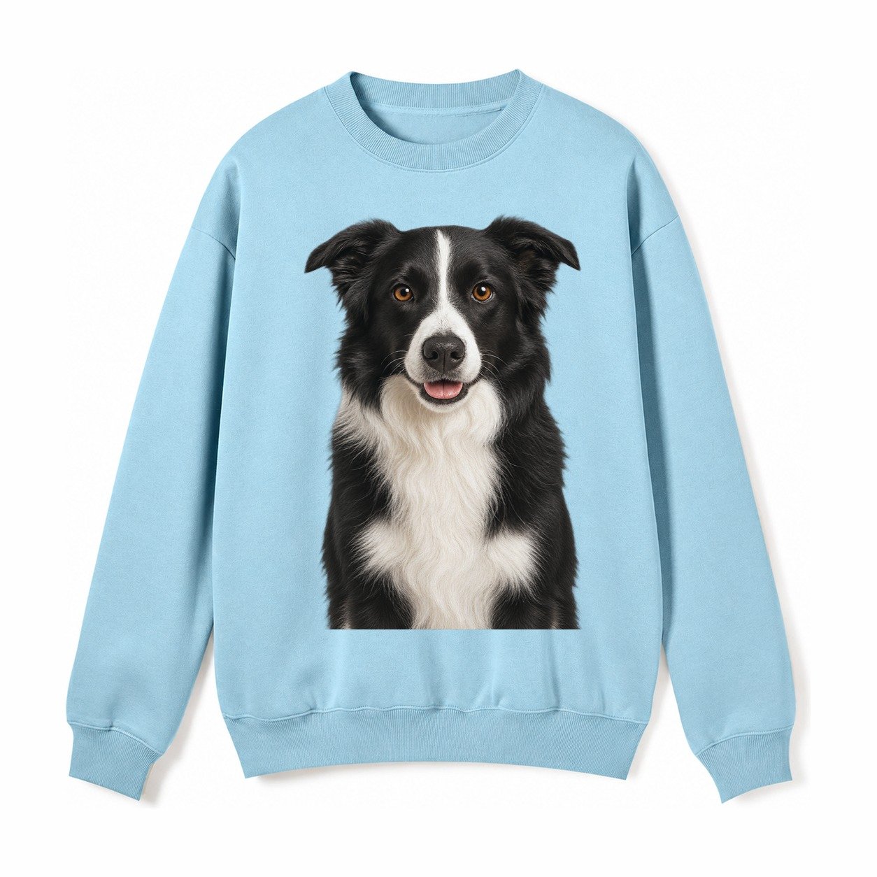 Border Collie Intelligent Companion Fleece Sweatshirt – Light Blue
