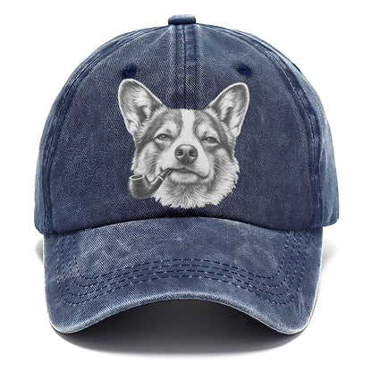 Pembroke Welsh Corgi A Classic Tobacco Pipe Smoking Dogs Smoking Dogs Portraits Classic Cap – Twilight Navy