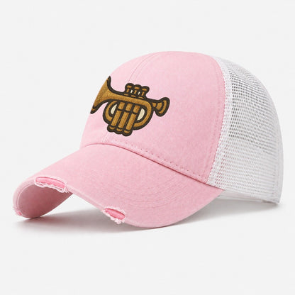 Trumpet Brass Trumpet With Valves And Mouthpiece Washed Trucker Hat – Light Pink