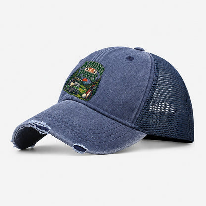 Among The Pines Golf Life Washed Trucker Hat – Navy