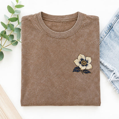 Hellebore Winter Cup Left Chest Vintage T-shirt – Brown