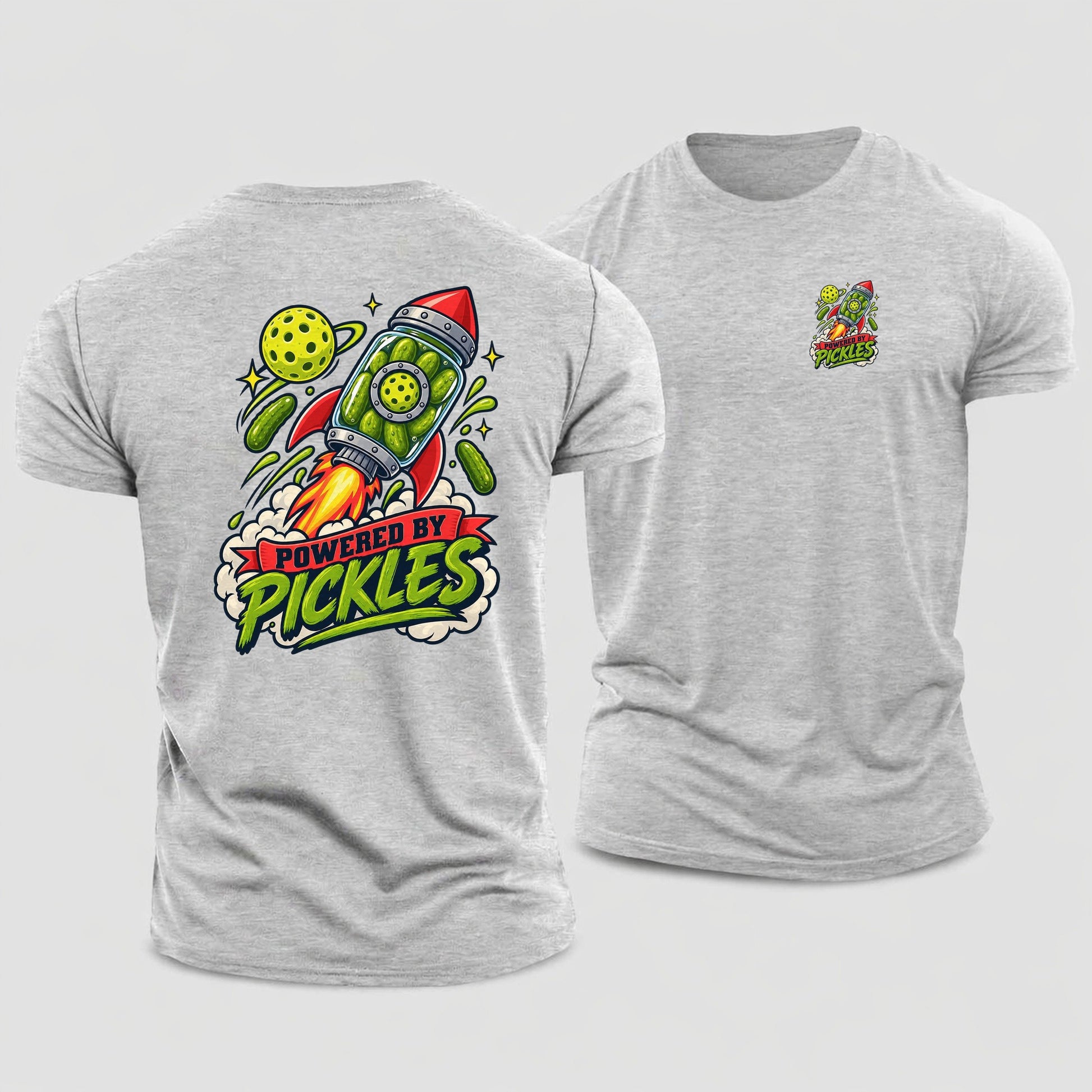 Powered By Pickles Pickleball Life Cotton T-Shirt – Sport Grey
