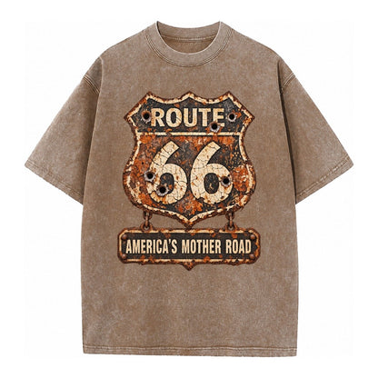 Route 66 Weathered Vintage T-shirt – Brown