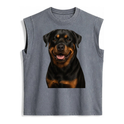 Rottweiler Powerful Guardian Vintage Washed Tank – Grey