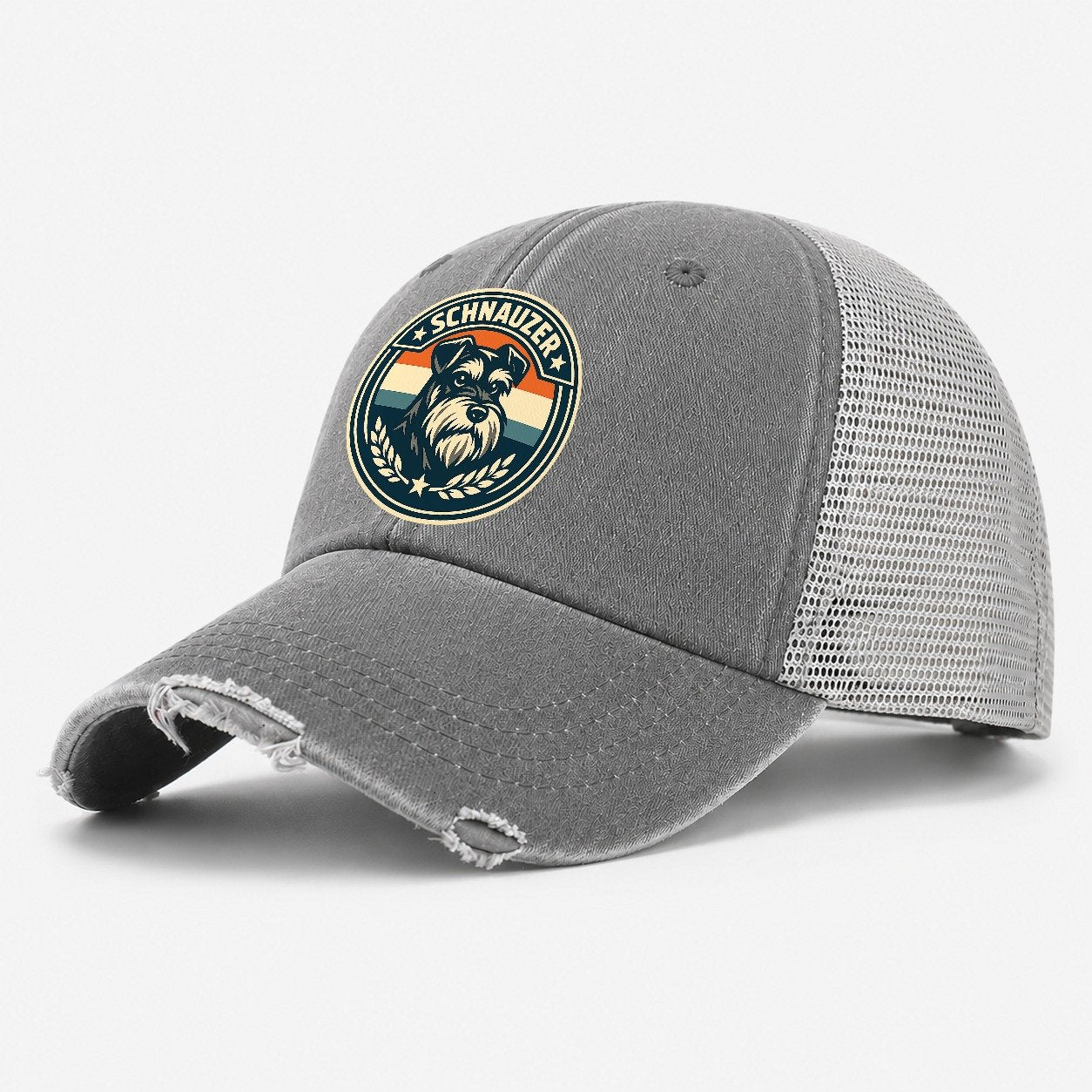 Noble Schnauzer Emblem 00e2f7ecb7d9 1770539386634 Washed Trucker Hat – Grey