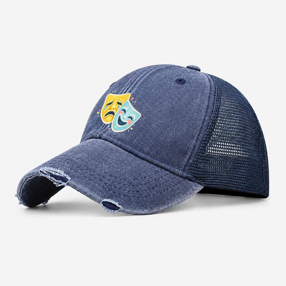 Black Labrador Portrait Washed Trucker Hat – Navy