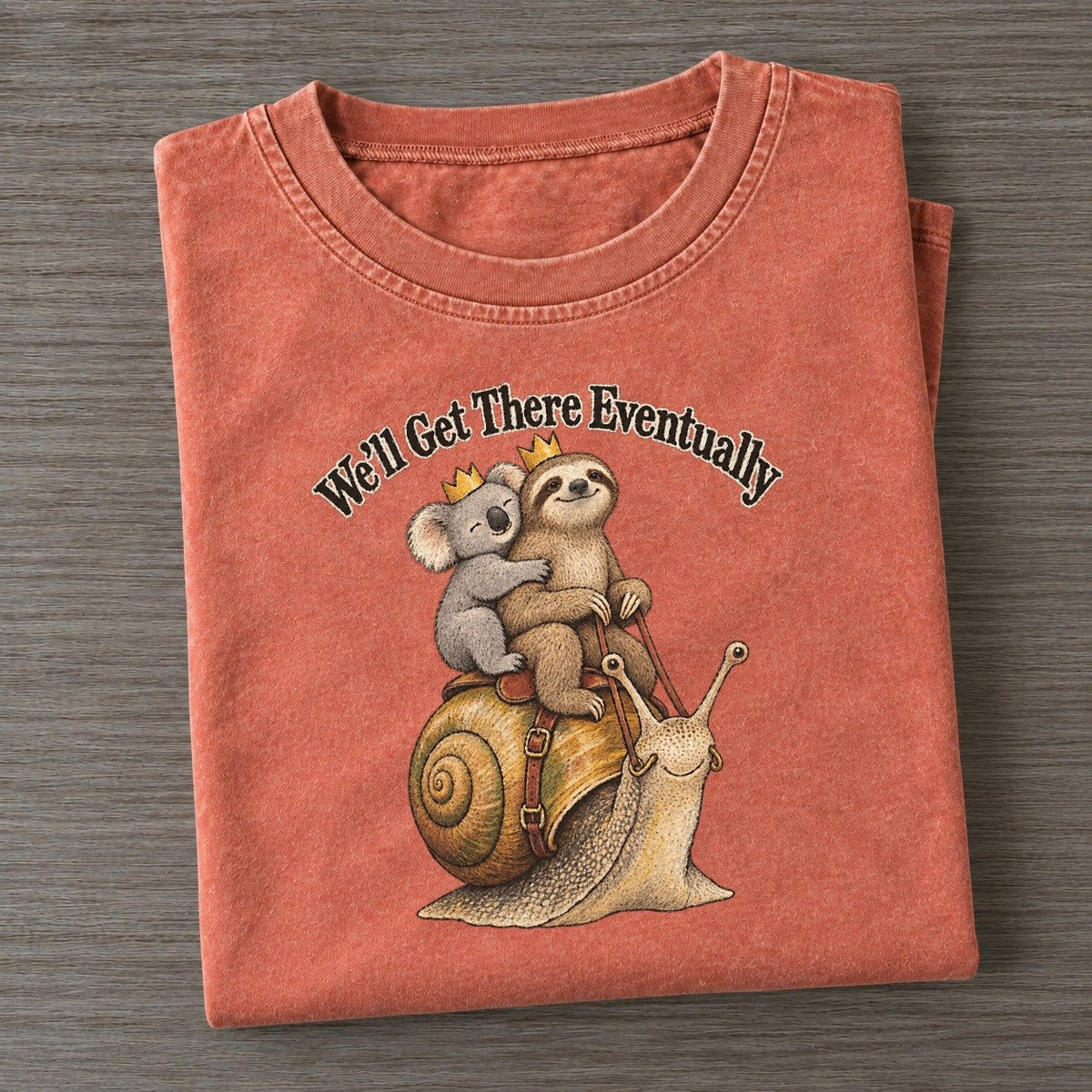 Well Get There Eventually Kerfuffle Club Vintage T-shirt – Terracotta