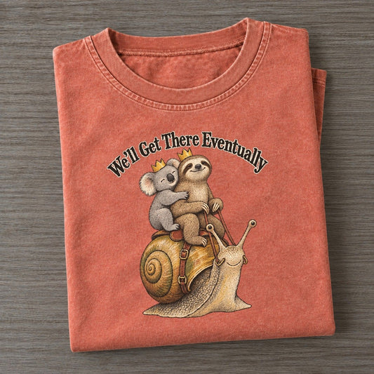 Well Get There Eventually Kerfuffle Club Vintage T-shirt – Terracotta