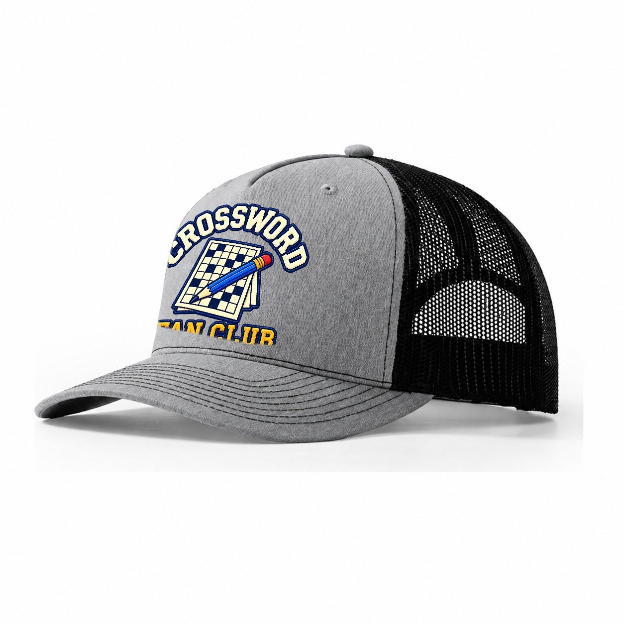 Crossword Fan Club Trucker Hat – Sport Grey Black