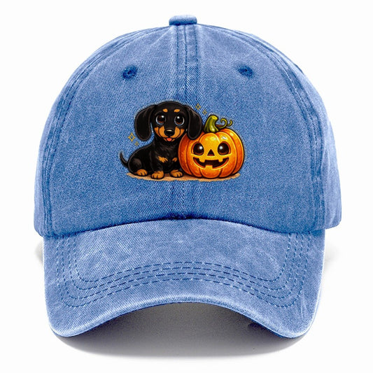 Dachshund Halloween Pumpkin Classic Cap – Summer Sky