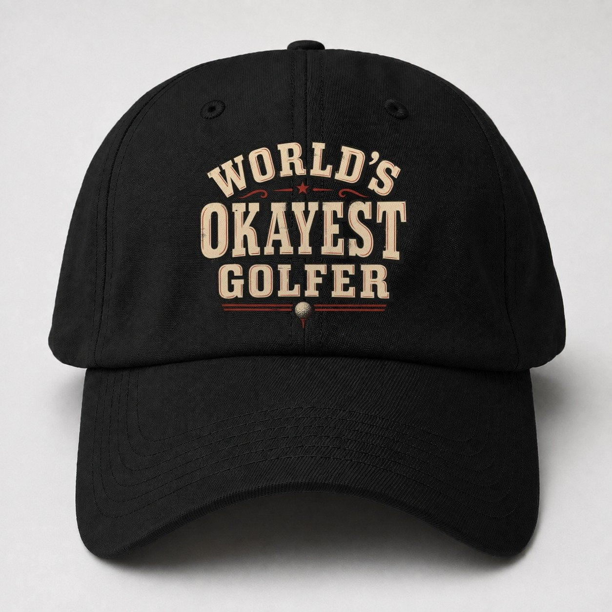 World S Okayest Golfer American Wit Baseball Cap – Black