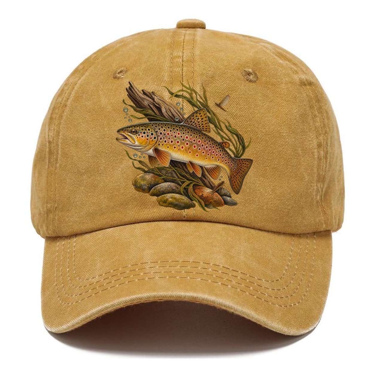 Brown Trout Specimen Study Fishing Club Classic Cap – Golden Harvest