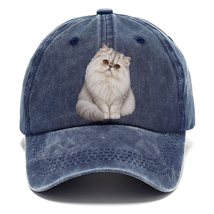 Persian Seated Portrait Realistic Cat Portrait Classic Cap – Twilight Navy