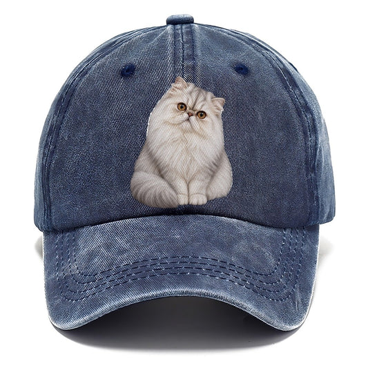 Persian Seated Portrait Realistic Cat Portrait Classic Cap – Twilight Navy