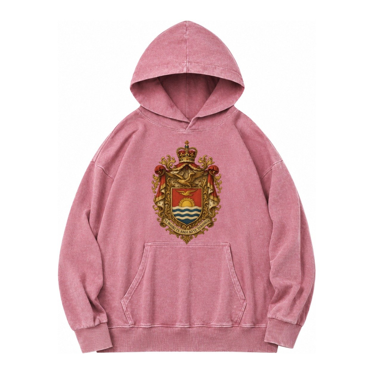 Golden Peace Embroidered Vintage Washed Hoodie – Dusty Rose