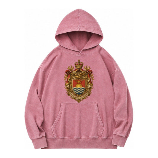 Golden Peace Embroidered Vintage Washed Hoodie – Dusty Rose