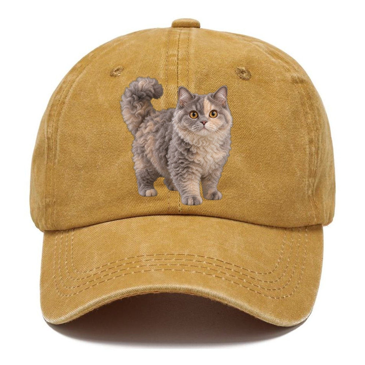 Selkirk Rex Standing Three Quarter Realistic Cat Portrait Classic Cap – Golden Harvest