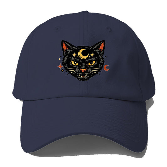 Celestial Black Cat Baseball Cap – Twilight Navy