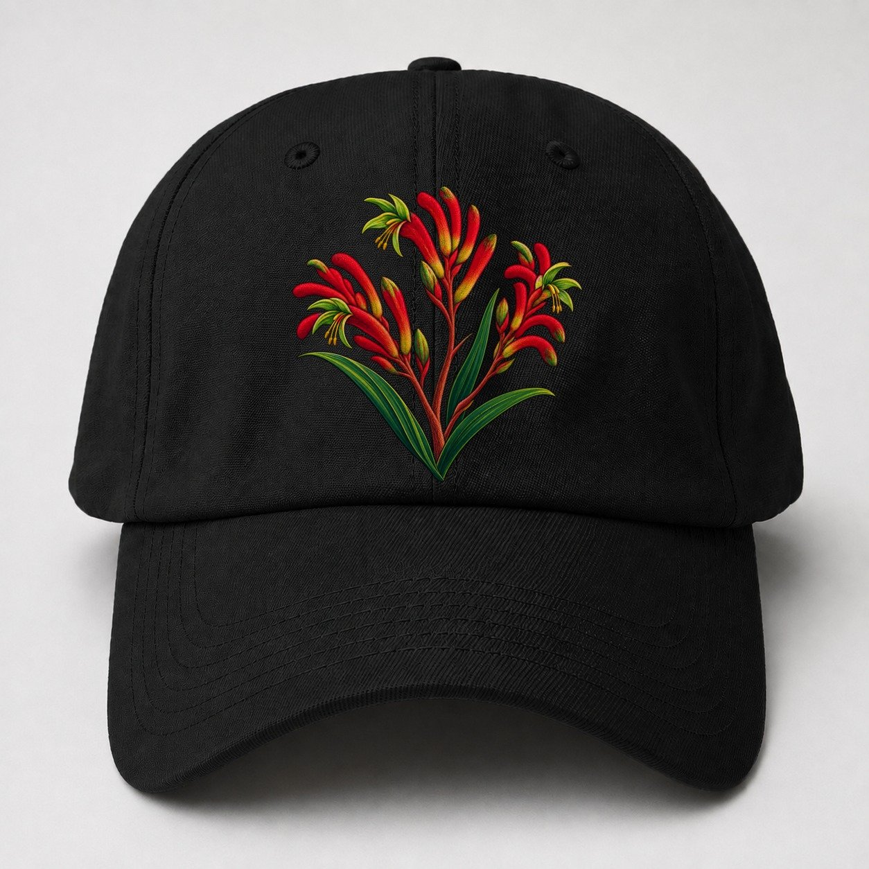 Western Australia Red And Green Kangaroo Paw Australia Cultural Icons Baseball Cap – Black