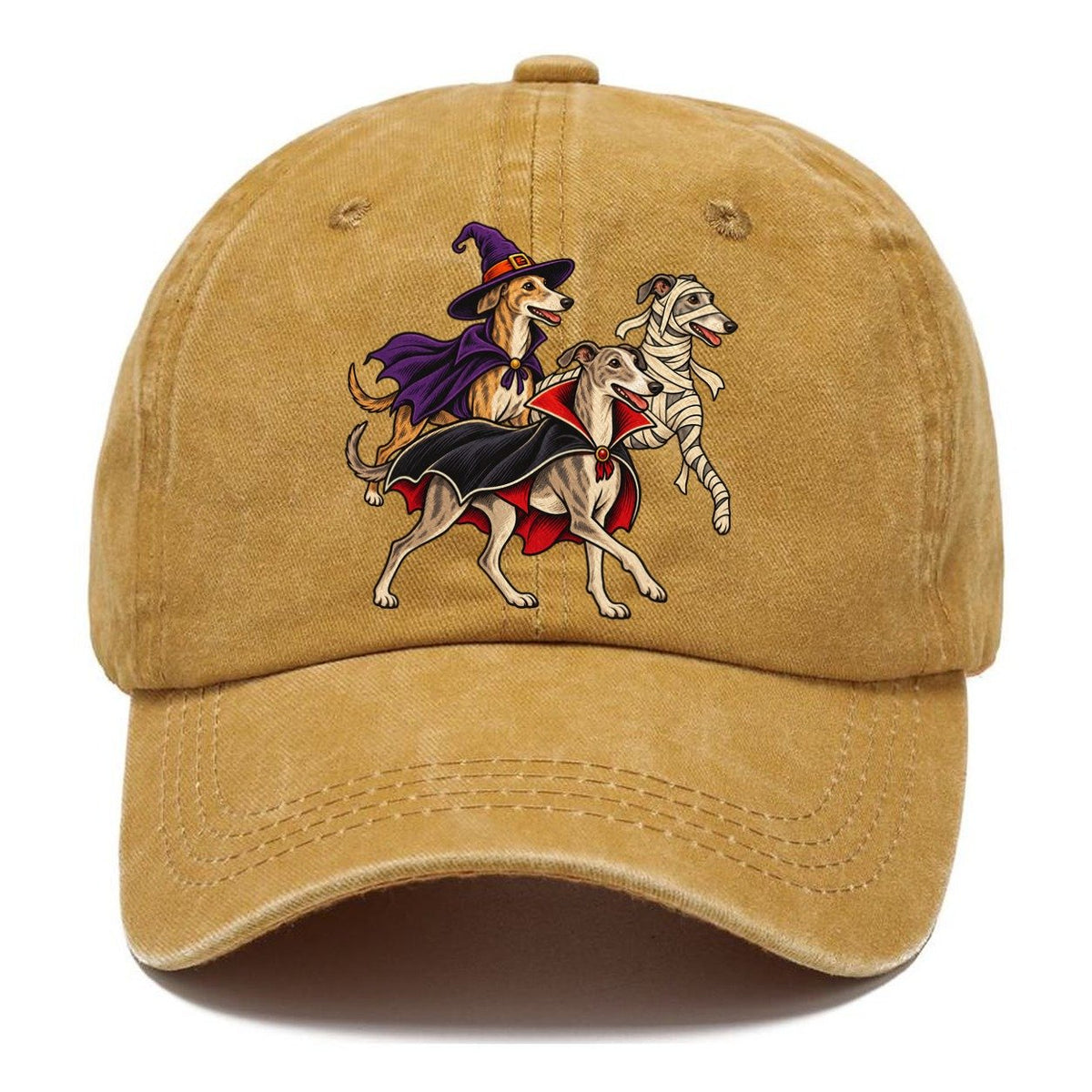 3 Greyhounds In Halloween Costumes Hdp 40 Parade Lineup Halloween Dog Parade Classic Cap – Golden Harvest