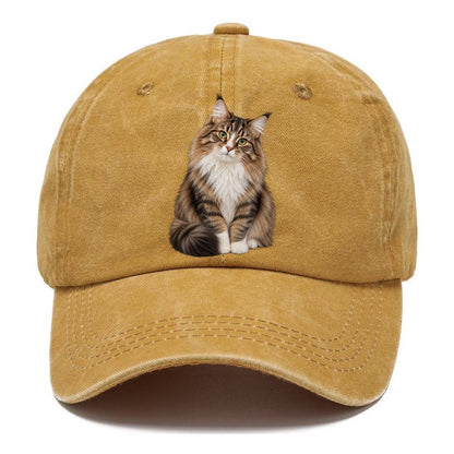 Norwegian Forest Cat Seated Portrait Realistic Cat Portrait Classic Cap – Golden Harvest
