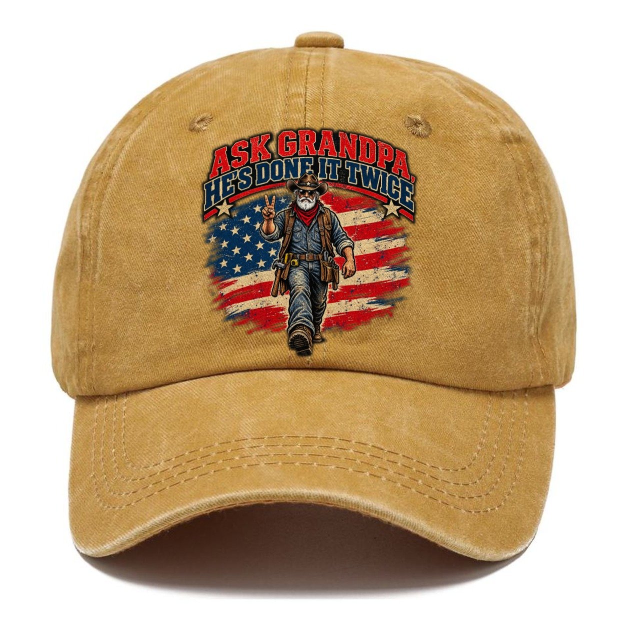 Ask Grandpa He S Done It Twice Old Man Strong Classic Cap – Golden Harvest