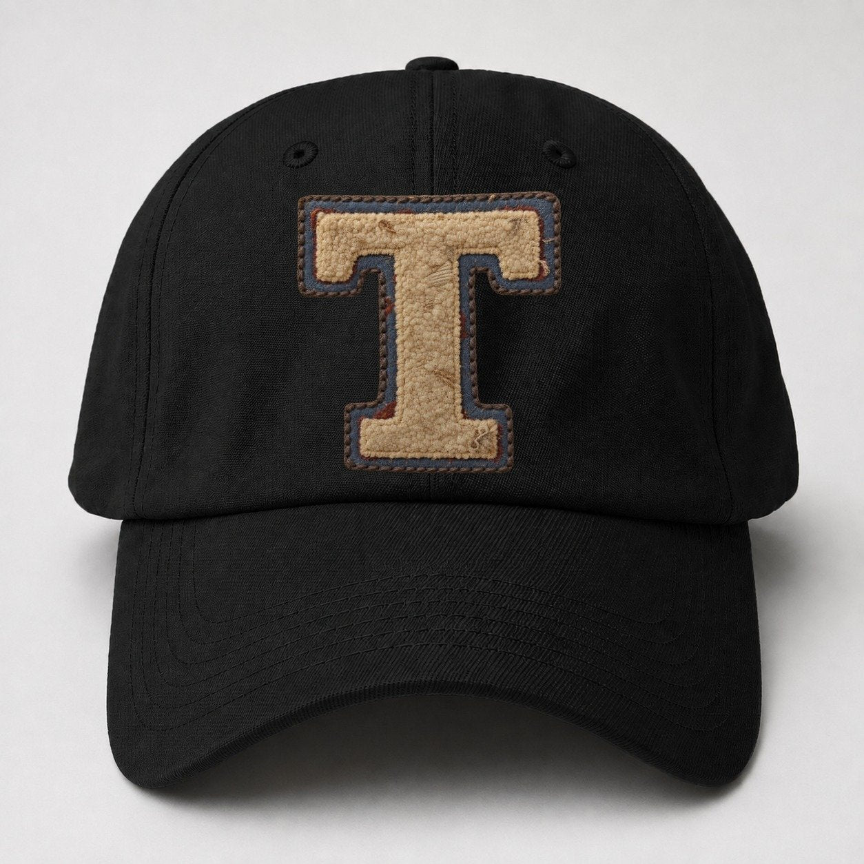 Varsity Chenille T Monogram Baseball Cap – Black