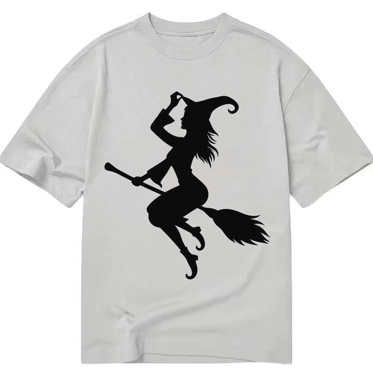 202308151409 Witch On Broom 4 Classic T-shirt – Grey