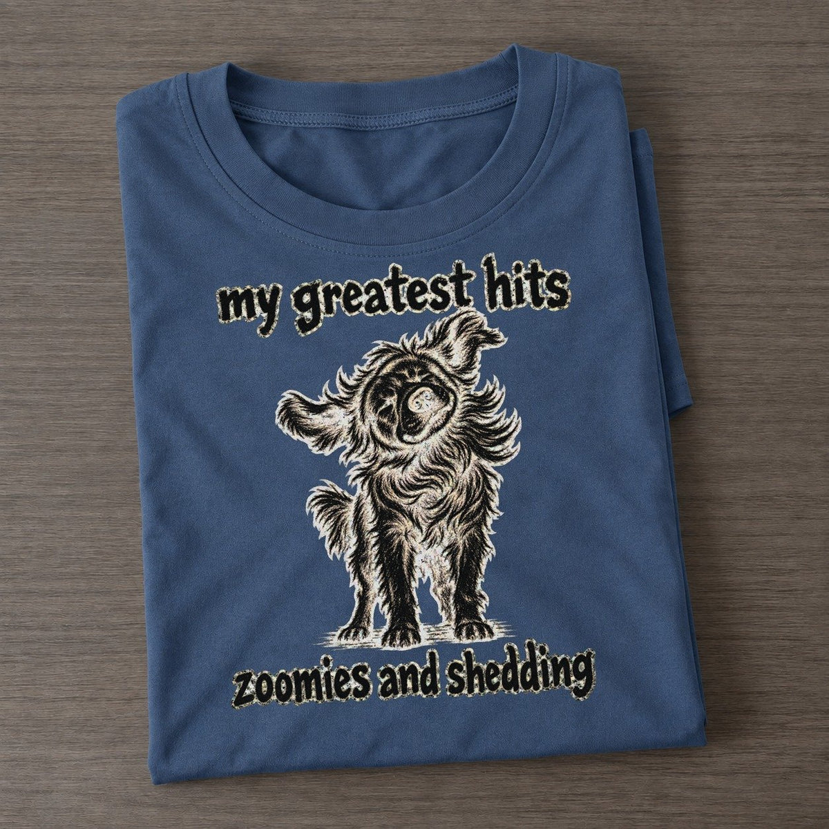 A Thick Coated Dog Mid Shake Body Twisting Coat Flung Outward Bark For Me Classic T-shirt – Twilight Navy