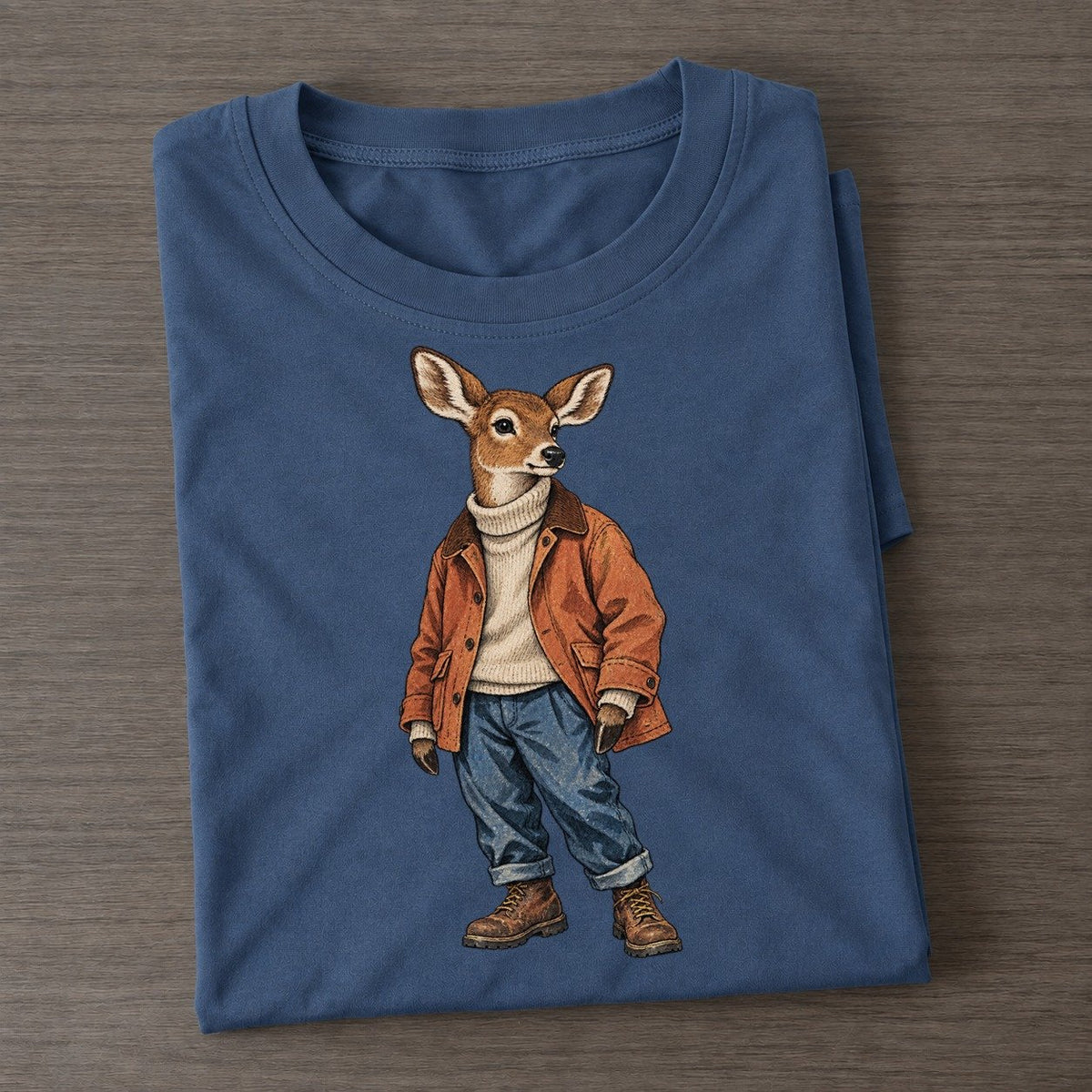 White Tailed Deer Wardrobe Portrait Wild Wardrobe Portraits Classic T-shirt – Twilight Navy